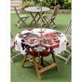 thumbnail image 3 of Outdoor Tablecloth with Umbrella Hole and Zipper, Red Valentine's Day Round Table Cloth 54 Inch Waterproof Tablecloth, Love Heart Gnomes Red Black Plaid Picnic Table Cover for Patio Camping, 3 of 7