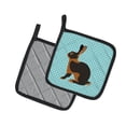 thumbnail image 2 of Caroline's Treasures Tan Rabbit Blue Check Pair of Pot Holders, 2 of 3