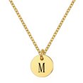 thumbnail image 1 of Flmtop Femmes Lettre Ronde Pendentif Titane Acier Chaîne Clavicule Collier Bijoux Cadeau, 1 of 10