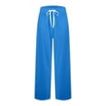 thumbnail image 4 of JGNGSHN Pajama for Men Drawstring Pants with Pocket Button Fly Elastic Waist Srtaight Leg Lounge Pounge Pants Casual Loose Fit Solid Color Trousers, 4 of 7