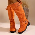 thumbnail image 4 of Viluyesy Womens Knee High Boots, Wide Calf Low Heels Faux Suede Leather Comfort Slouchy Tall Boots Orange US5.5, 4 of 6