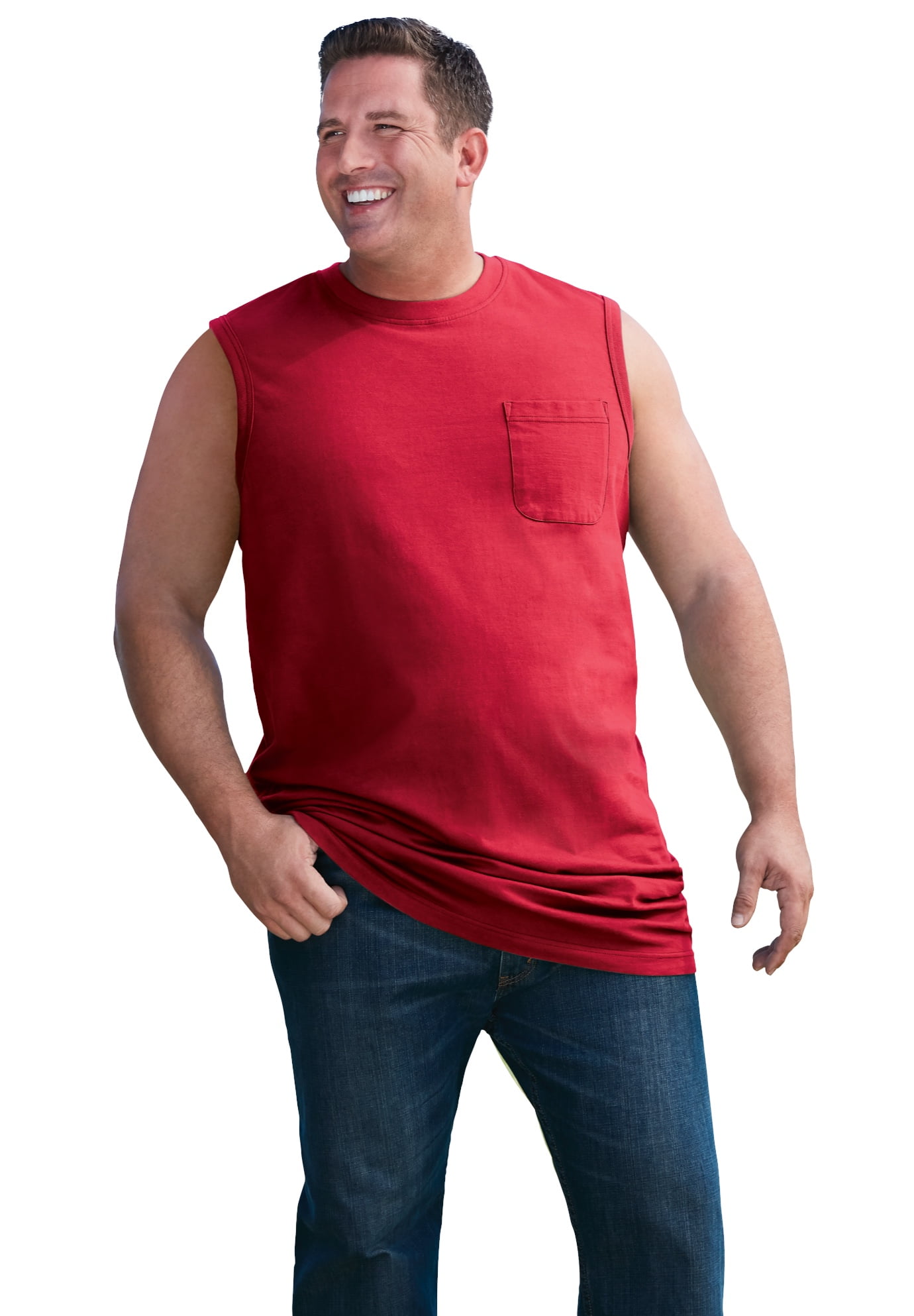 KingSize Mens Big & Tall Shrink-Less Longer-Length Lightweight Muscle Pocket Tee Shirt
