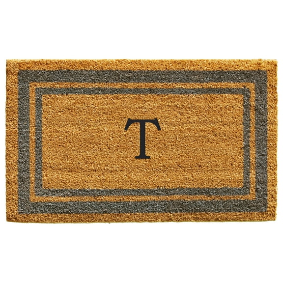 Periwinkle Border Monogram Doormat (Letter T)