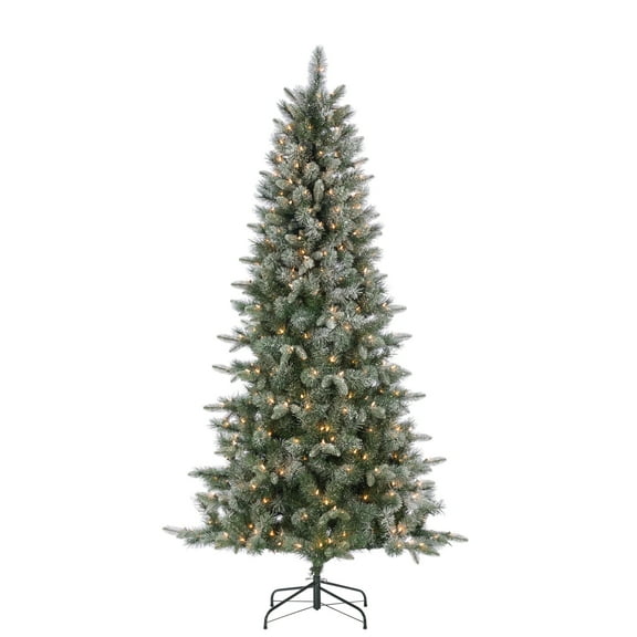 7 ft. Pre Lit Clear Incandescent Natural Cut Lightly Flocked Artic Pine