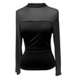 thumbnail image 5 of Breezora Women's Mesh Long Sleeve Top Turtle Neck Ruched Detail Fashionable Going Out Wear Fall Fashion L Size Black, 5 of 5