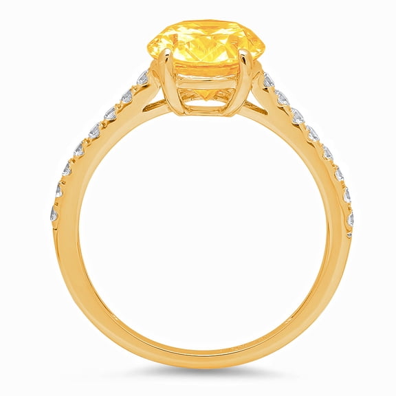 2.21 ct Oval Cut Natural Citrine Solitaire with Accents Engagement Ring for Women in 18K Yellow Gold