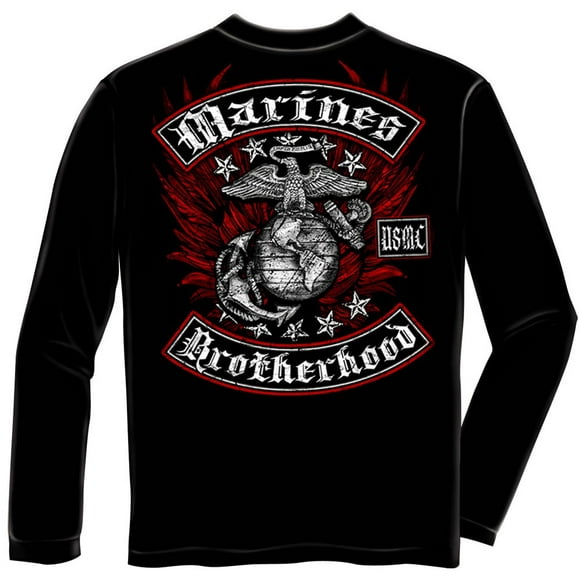 USMC Marines Brothershood Noir à Manches Longues T-Shirt-Large