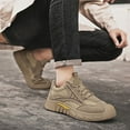 thumbnail image 4 of Steel Toe Work Boots for Men Suede Breathable Lace up Fashion Sneakers Casual Lightweight Antislip Walking Shoes Khaki Size 9.5, 4 of 7