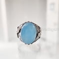 thumbnail image 3 of Blue Chalcedony Mans Ring, Natural Blue Chalcedony, Eagle, Ring, Silver Jewelry, 925 Silver Ring, Gift, Heavy Mens Ring, Arabic Design, Ottoman Style Ring, Christmas, Turkey Mens Signet Ring, 3 of 8