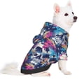 thumbnail image 2 of Goofa cool Skull colorful Pattern Small Dog Sweater Hoodies Pet Grey Hooded Soft Fleece Sweatshirts with Pocket Fall Winter Puppy Cat Sweaters Warm Clothes-Large, 2 of 8