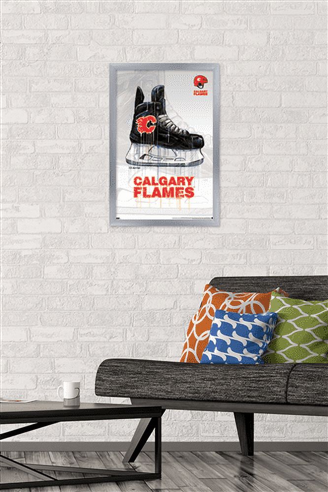 NHL Calgary Flames - Drip Skate 21 Wall Poster, 14.725" x 22.375", Framed