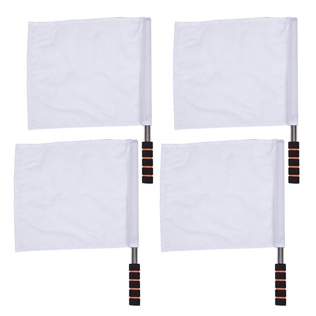 Miangastore 4pcs Events Referee Flag Match Stainless Steel Pole Flag Hand Signal Flags (White)