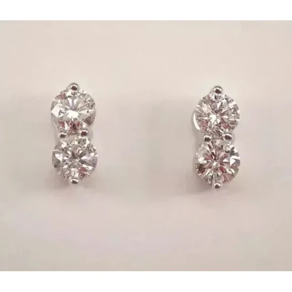 Women's 2Ct Round Cut Lab Created Diamond Stud Earrings 14K White Gold Plated