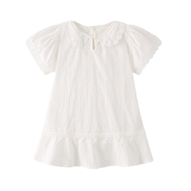 Qudderr Robes de Princesse pour Filles Manches Courtes Robe d'Été en Coton pour Enfants Taille 1-8T