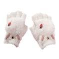 thumbnail image 1 of Glisme Gants d'Hiver pour Enfants Demi-Doigt à Rabat Dessin Animé Thermiques Épaissis Gants Chauds Blancs, 1 of 3