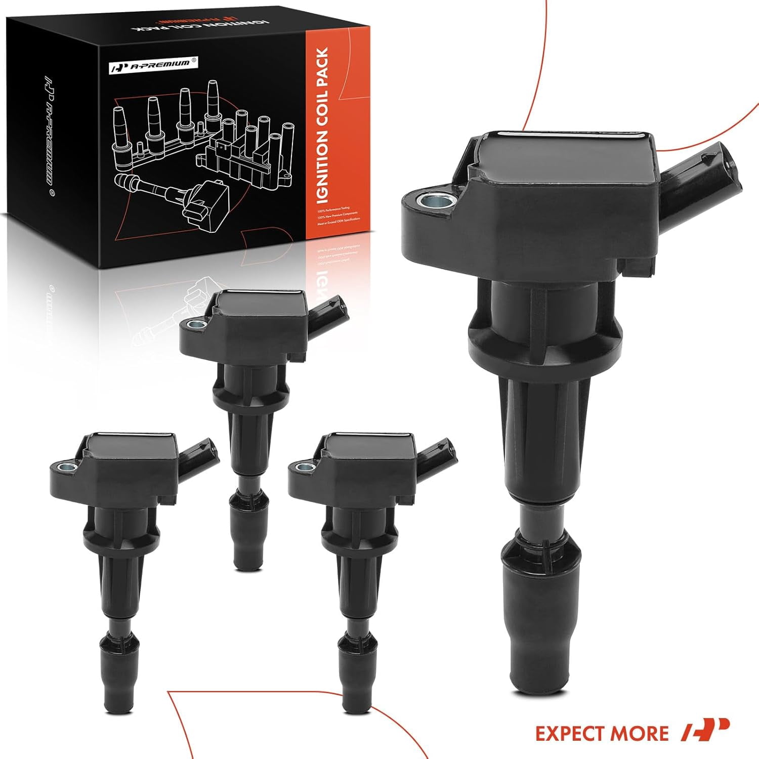 A-Premium Engine Ignition Coil Pack Compatible with Hyundai Ioniq 2017-2020 & Kia Niro 2017-2020 L4 1.6L Electric, Replace# 2730103HA0, 4-PC Set