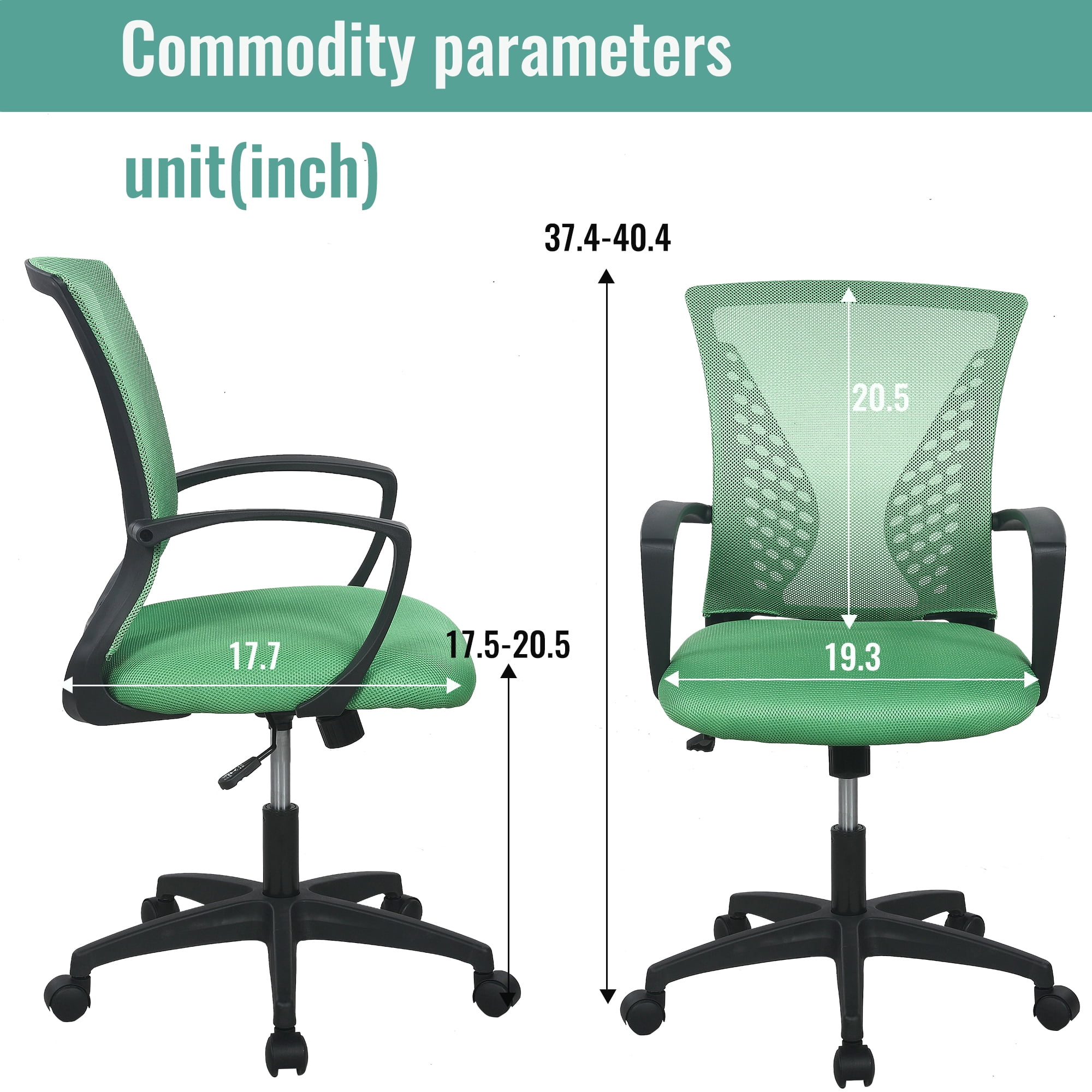 FDW Ergonomic Home Office Chair, Lumbar Support, Rolling Swivel for Women(Green)