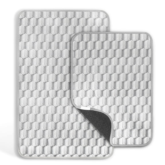 Bathroom Mats Sets 2 Piece - 2 Sizes Non Slip Water Absorbent Plush Bath Mats,15.75in* 23.62in,19.69*31.5in,for Bathroom Decoration Gray