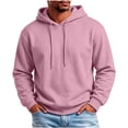 thumbnail image 2 of Hoodie for Men Pullover Fleece Sweatshirt with Pockets Long Sleeve Casual Athletic Top, Pink-XXXL, 2 of 9