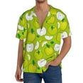 thumbnail image 2 of Zufioo Green Apple Print Mens Button Down Short Sleeve Shirt,Classic Plaid Shirt,Mens Accessories Fashion Shirt-Medium, 2 of 6