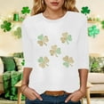 thumbnail image 2 of felwors St Patty's Day Shirt Women 2025 Casual Plus Size 3/4 Sleeve Irish Clover Shirts Funny Saint Patrick's Tunic Tops (White, XL), 2 of 7
