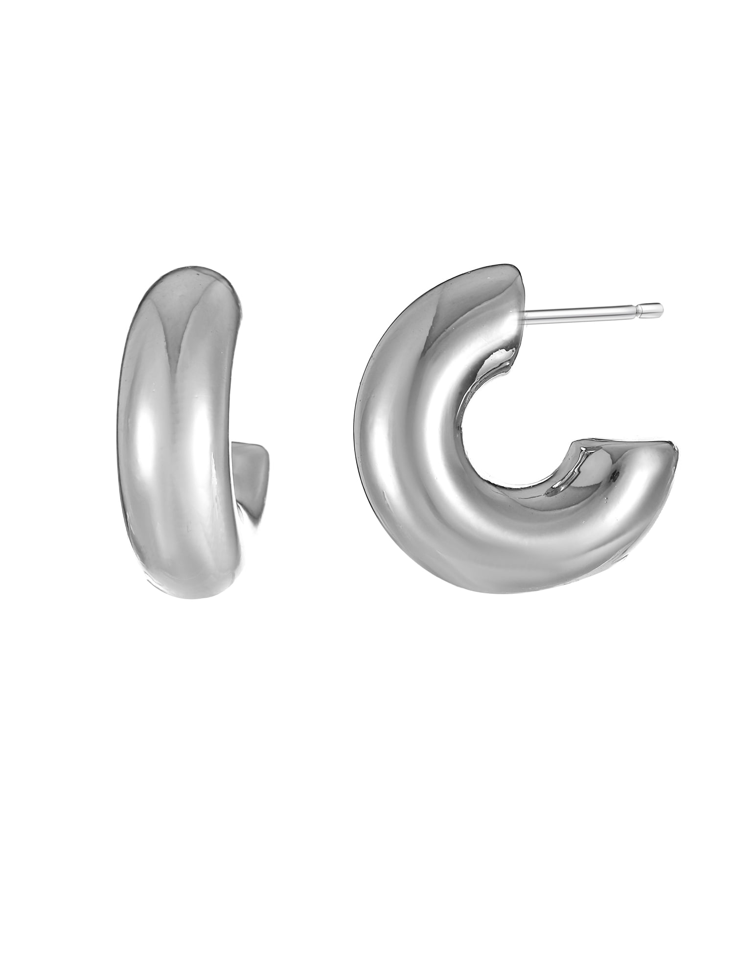 Time and Tru Silvertone Bubble Hoop Earring, 1 Pair