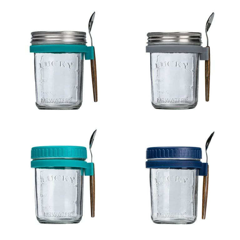 SMARCH Overnight Oats Jars with Lid and Spoon Set of 2, 16 oz Large  Capacity Airtight