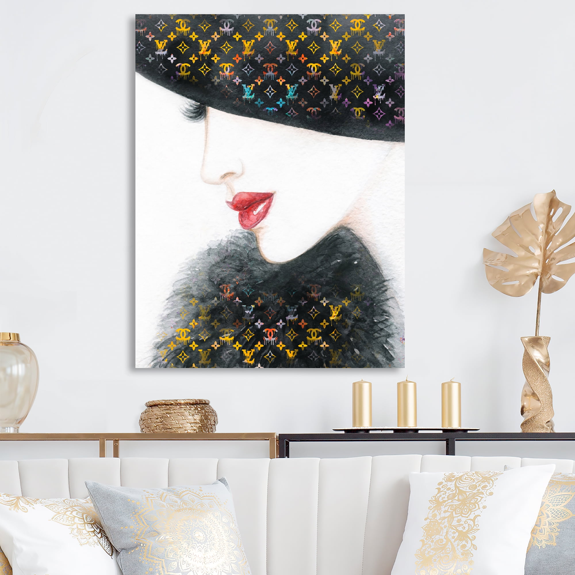 Designart Luxurious Female Portrait With Hat II Canvas Wall Art
