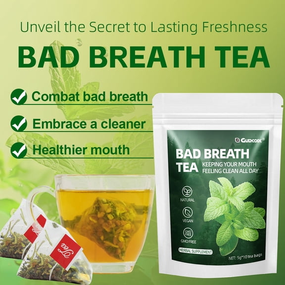 Gudcoix Bad Breath Herbal Tea – Natural Oral Freshness Tea Bags with Mint, Licorice & Orange Peel, Vegan Non-GMO, 10 Bags