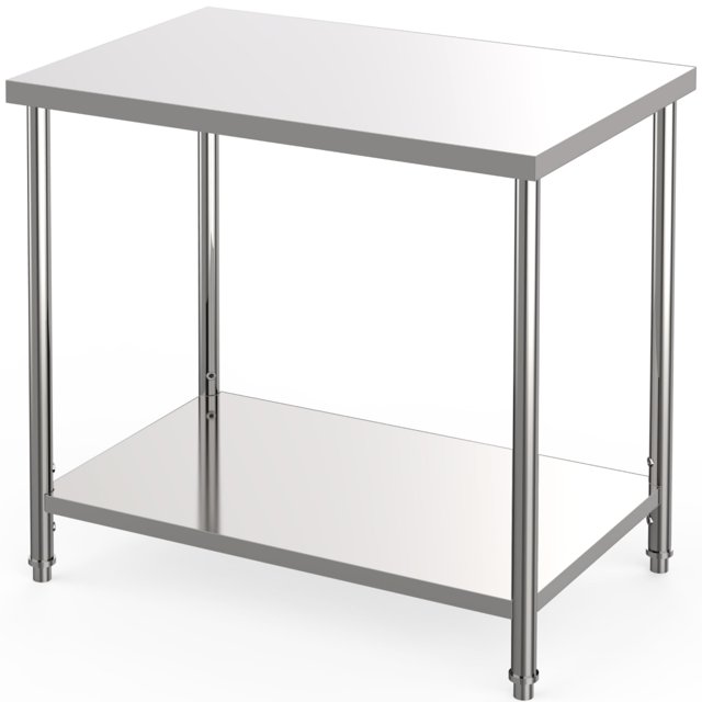 Towallmark Table Utilitaire en Acier Inoxydable 36 Pouces x 24 Pouces, Établi Robuste avec Étagère Réglable, pour Cuisine, Garage, Atelier
