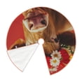 thumbnail image 2 of Daiia White And Red Daisy Cow Drawing Merry Christmas Tree Skirt , Xmas Large Lace-up Tree Skirt, Santa Snowflakes Rustic Home Decorations New Year Party Farmhouse Decor-48", 2 of 7