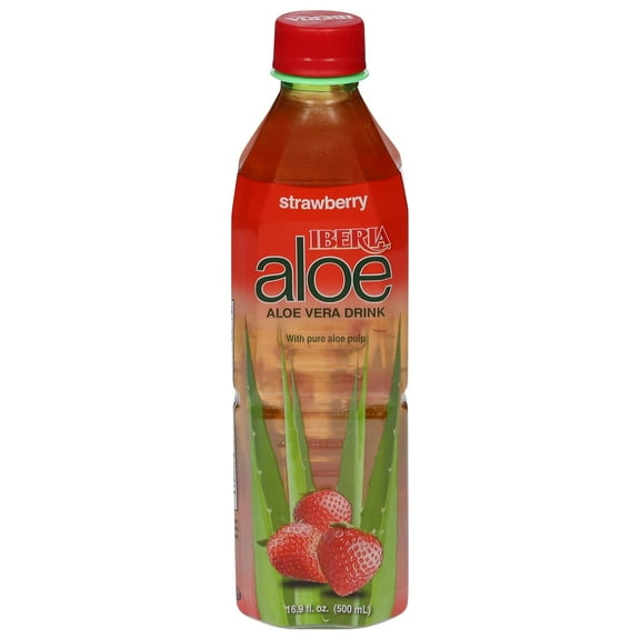 Pack of 24, Iberia Strawberry Aloe Vera Drink, 16.9 fl oz