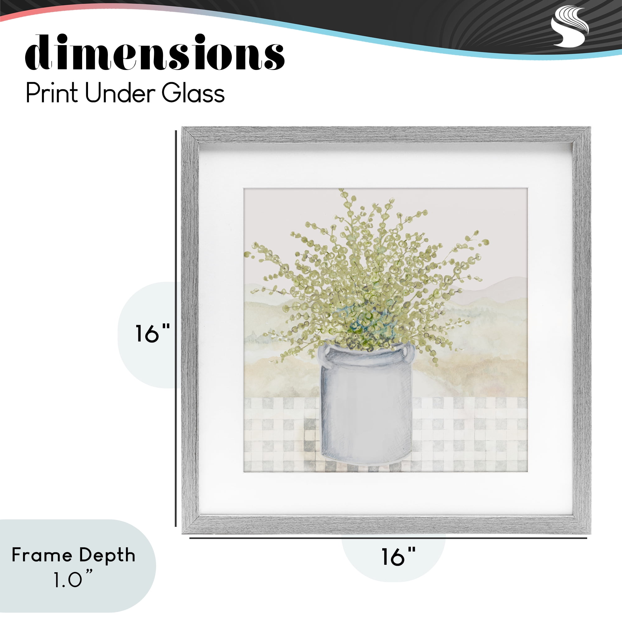 Stupell Industries Potted Farm Herbs Gray Framed Print Under Glass, design by Janice Gaynor