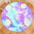 thumbnail image 2 of 44 Inch Round Elastic Tablecloth - Tie Dye Waterproof Fitted Table Cover for Outdoor Dining, Windproof Spill-Proof Scratch-Resistant Picnic Tablecloth (Rainbow Tie Dye, Bohemian Design), 2 of 7