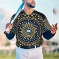 thumbnail image 6 of Balery Dot Mandala Baseball Jersey for Men Casual Button Down Shirts Short Sleeve Active Team Sports Uniform-4X-Large, 6 of 9