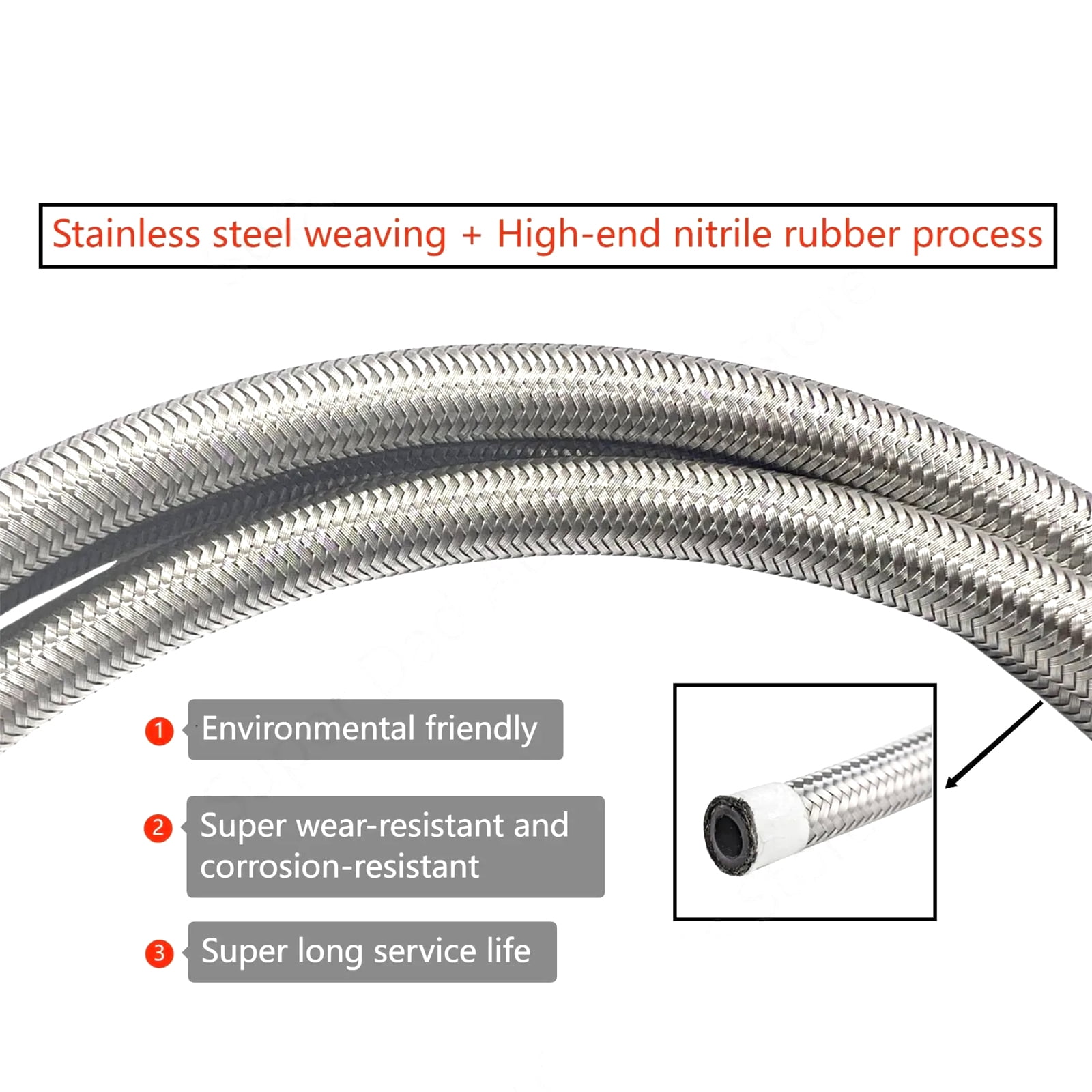 SS Braided Fuel Supply Return Vapor Lines Kit for Silverado Sierra V8 1999-03 Easy Installation, Gas & Flex