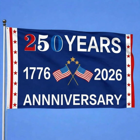 USA 250th Anniversary Flag Double Sided 3 x 5 ft Anniversary United States Semiquincentennial Grommet Independence Day 4th of July Patriot Outdoor Garden Banner (Simple)