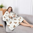 thumbnail image 5 of Oversized Wearable Blanket Hoodie,White Highland Cow Flower Pattern Sherpa Blanket Hoodie with Super Pockets,Super Warm Fuzzy Pullover for Women & Men, 5 of 6