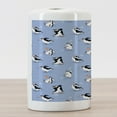 thumbnail image 3 of Cartoon Animal Ceramic Toothbrush Holder, Skating Funny Penguins Fun Activity Cheerful Smiling Mascots Couple, Decorative Versatile Countertop for Bathroom, 4.5" X 2.7", Multicolor, 3 of 4