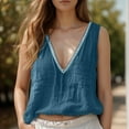 thumbnail image 2 of YAYUBA White Tank Tops 2026 Linen Tank Tops for Women Deep V Neck Shirts Casual Sleeveless Tops Summer Loose Fit Flowy Blouses Summer Outfits 2026, 2 of 6