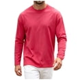 thumbnail image 4 of OYXSER Men's Long Sleeve T Shirt Crew Neck Cotton Soft Lightweight Basic Tee 9 Colors S-3XL, 4 of 9