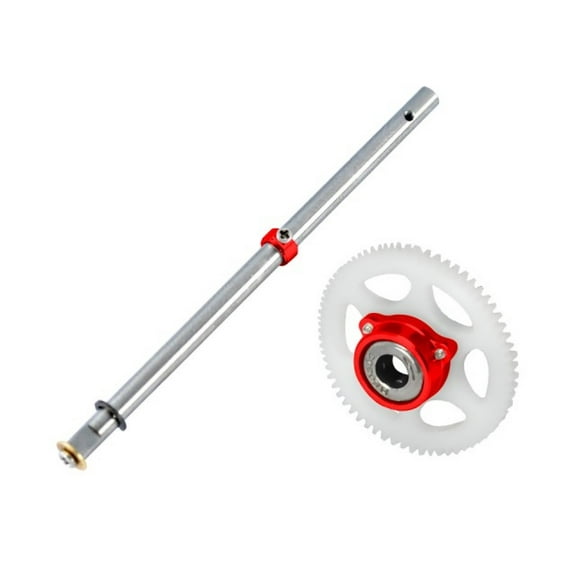 Microheli Titanium Main Shaft/CNC Delrin Main Gear/Auto-Rotation Hub Set (RED) - BLADE MCPX BL2