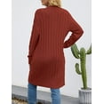 thumbnail image 5 of Womens Long Sleeve Cable Knit Long Cardigan Open Front Button Sweater Outerwear, 5 of 6