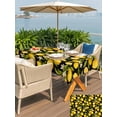 thumbnail image 6 of 60x84 Inch Outdoor Tablecloth with Umbrella Hole Zipper Rectangle Orange Lemon Rectangular Tablecloths Outside Waterproof Spring Leaves Flower Pastoral Botanical Patio Table Cover for Picnic Party, 6 of 8