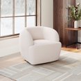 thumbnail image 2 of Zuo Govan Fuzzy Boucle Sherpa Fabric Upholstered Swivel Chair in Ivory, 2 of 5