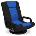 thumbnail image 1 of Best Choice Products Swivel Gaming Chair 360 Degree Multipurpose Floor Chair Rocker for TV, Reading, Playing Video Games w/Lumbar Support, Armrest Handles, Adjustable Foldable Backrest - Black/Blue, 1 of 5