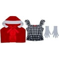 thumbnail image 6 of Women's Festive Holiday Cindy Luo Costume Set  - Cheerful Red Dress with Cape & Gloves, 6 of 7