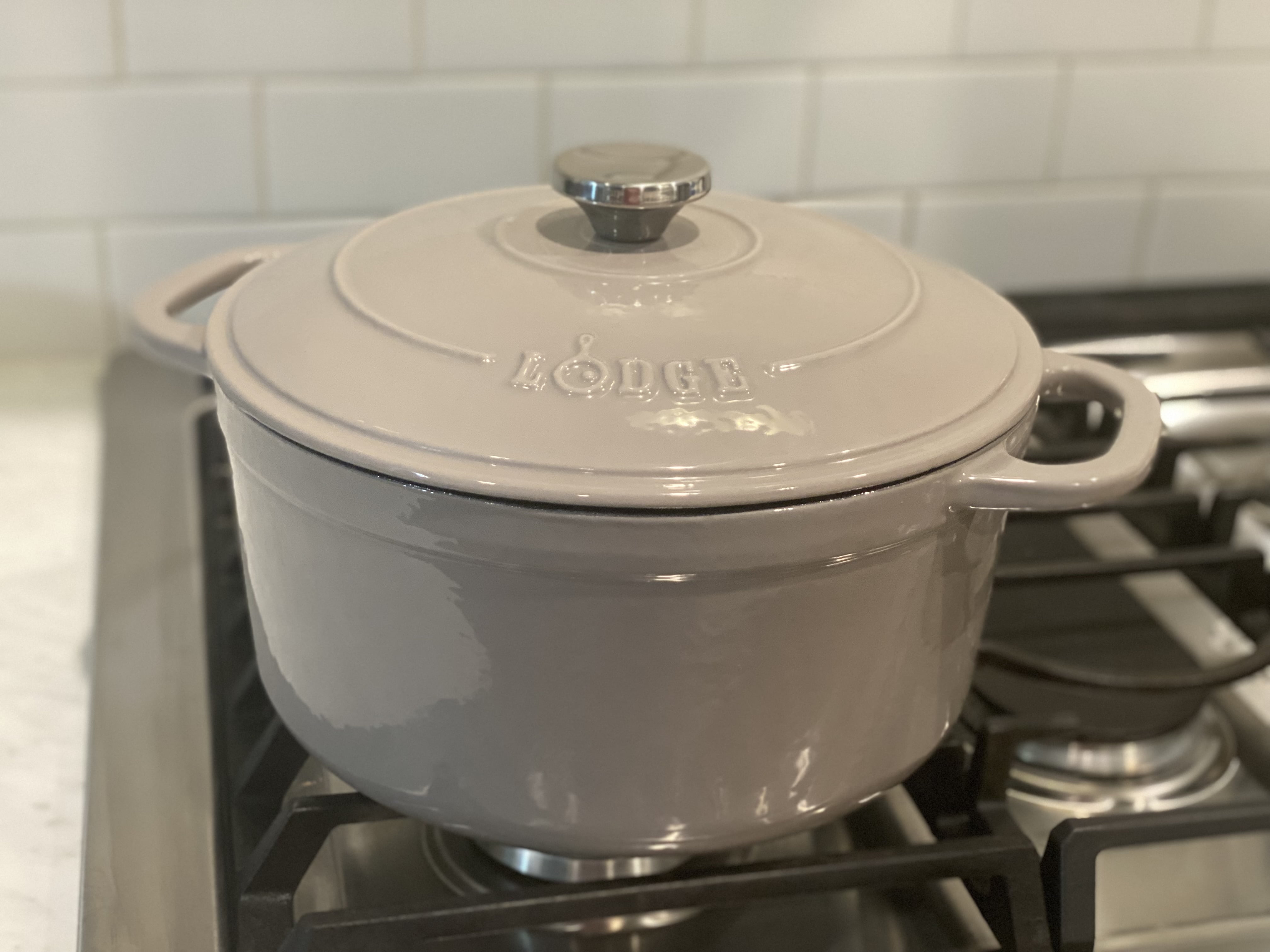 Lodge Cast Iron 6.5 Quart Enameled Dutch Oven, Ash