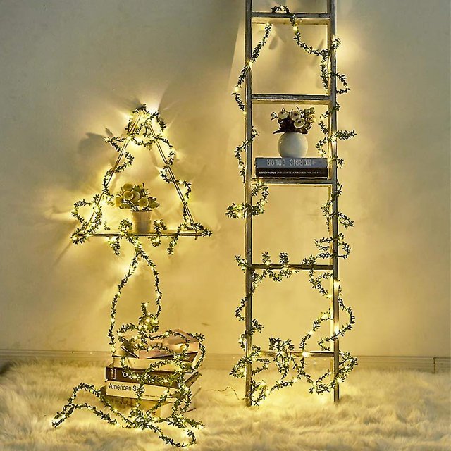 100 Leds guirnalda verde hoja pequeña vid cadena luz boda fiesta Navidad vacaciones Año nuevo Patio decoración 33 pies