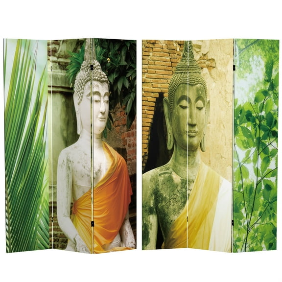 Oriental Furniture 6 ft. Tall Draped Buddha Double Sided Room Divider - 3 Panel